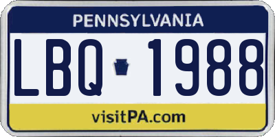 PA license plate LBQ1988