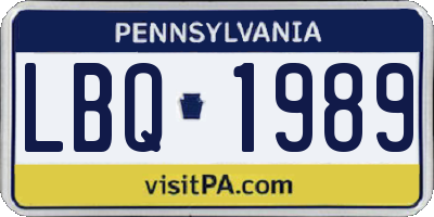 PA license plate LBQ1989