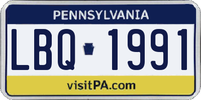 PA license plate LBQ1991
