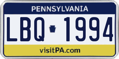 PA license plate LBQ1994