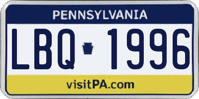 PA license plate LBQ1996