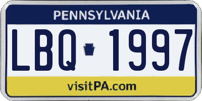 PA license plate LBQ1997