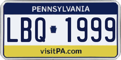 PA license plate LBQ1999