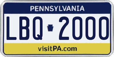 PA license plate LBQ2000