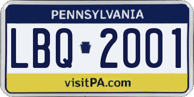 PA license plate LBQ2001