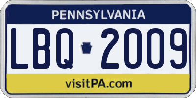 PA license plate LBQ2009
