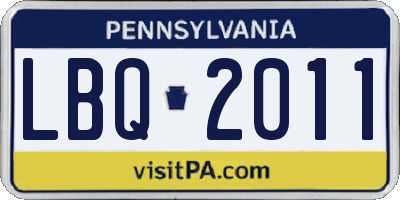 PA license plate LBQ2011