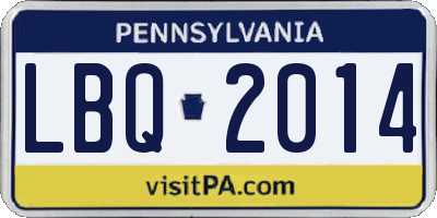 PA license plate LBQ2014