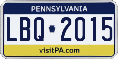 PA license plate LBQ2015