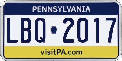 PA license plate LBQ2017