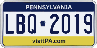 PA license plate LBQ2019