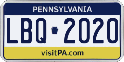 PA license plate LBQ2020