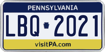 PA license plate LBQ2021