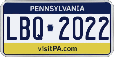PA license plate LBQ2022