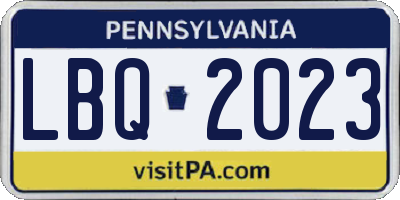PA license plate LBQ2023