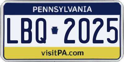 PA license plate LBQ2025