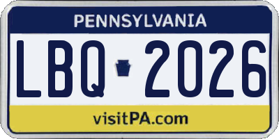 PA license plate LBQ2026