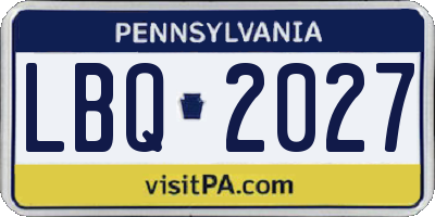 PA license plate LBQ2027