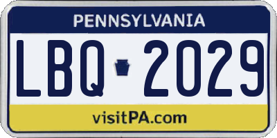 PA license plate LBQ2029