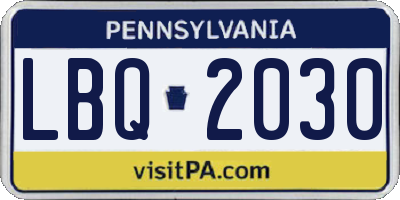 PA license plate LBQ2030
