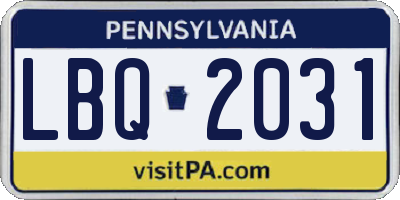 PA license plate LBQ2031