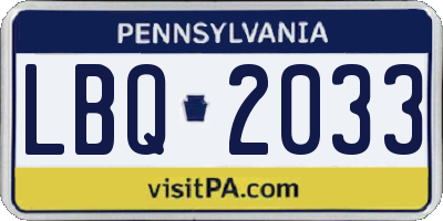 PA license plate LBQ2033