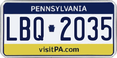 PA license plate LBQ2035