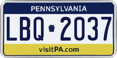 PA license plate LBQ2037
