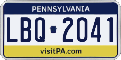 PA license plate LBQ2041