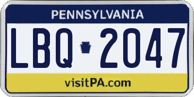 PA license plate LBQ2047