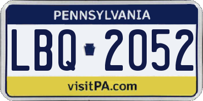 PA license plate LBQ2052
