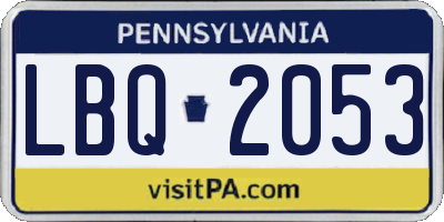 PA license plate LBQ2053