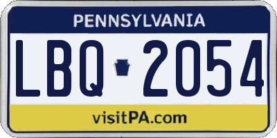 PA license plate LBQ2054
