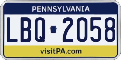 PA license plate LBQ2058