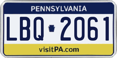 PA license plate LBQ2061