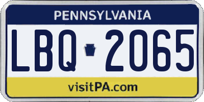 PA license plate LBQ2065