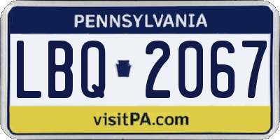 PA license plate LBQ2067