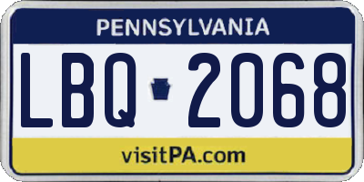 PA license plate LBQ2068
