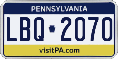 PA license plate LBQ2070