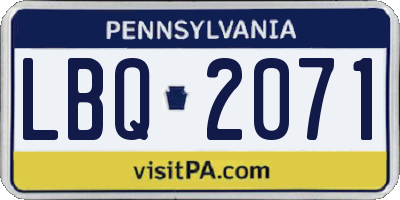 PA license plate LBQ2071