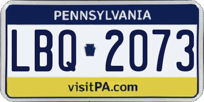 PA license plate LBQ2073