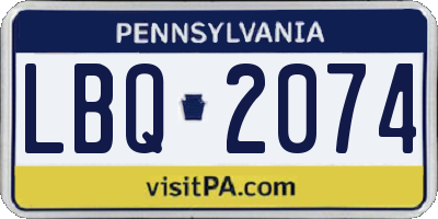 PA license plate LBQ2074