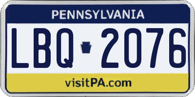 PA license plate LBQ2076