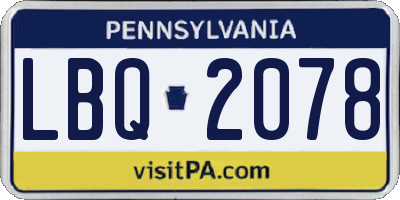 PA license plate LBQ2078