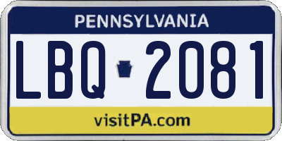PA license plate LBQ2081
