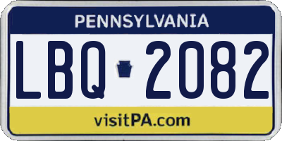 PA license plate LBQ2082