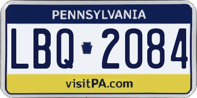 PA license plate LBQ2084