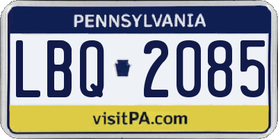 PA license plate LBQ2085