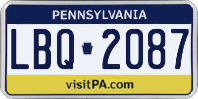 PA license plate LBQ2087