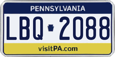 PA license plate LBQ2088